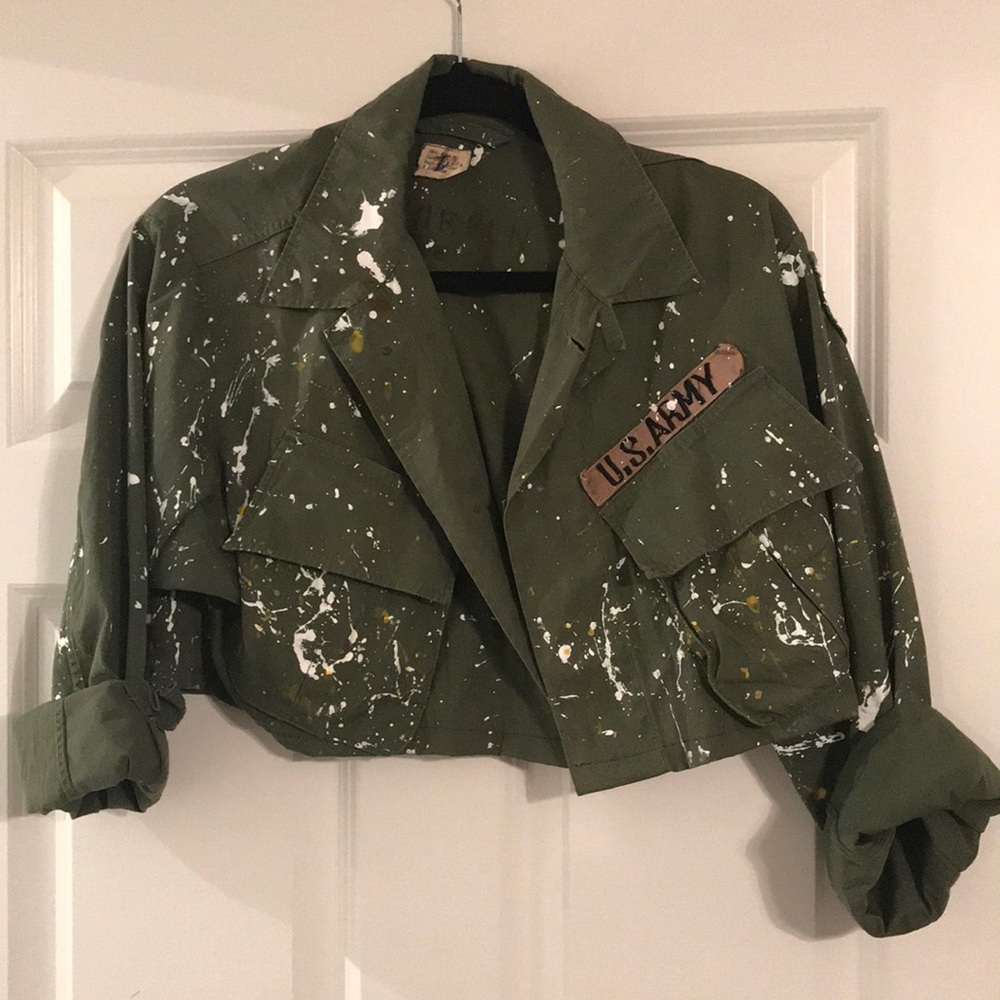 Vintage Army Handmade Crop Jacket